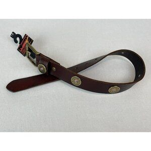 Nocona Belt Co. Brown Leather Belt Kids Size 18 Rifle Shells Brass Buckle